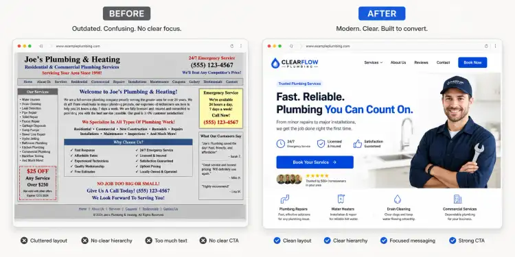 Website Transformation Before and After