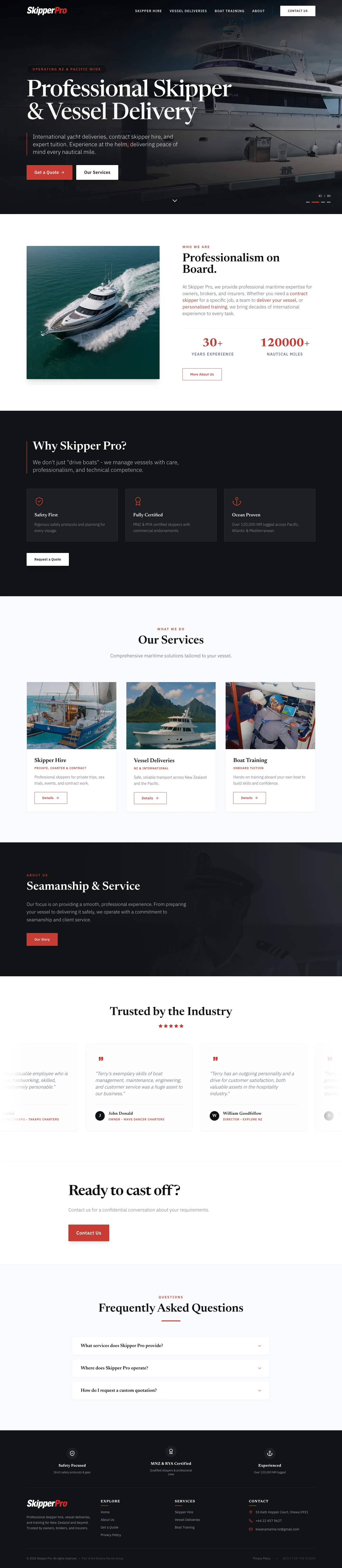 Skipper Pro homepage full screen desktop layout preview